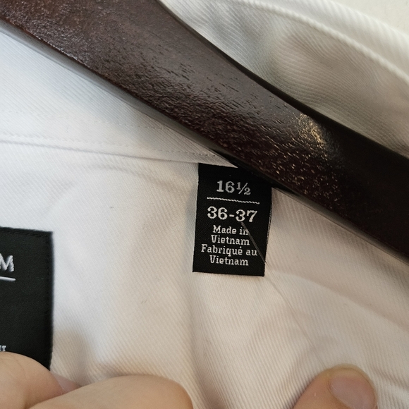 Nordstrom White Button Down Shirt 16 1/2 36-37 Business Casual Neutral - Picture 8 of 10